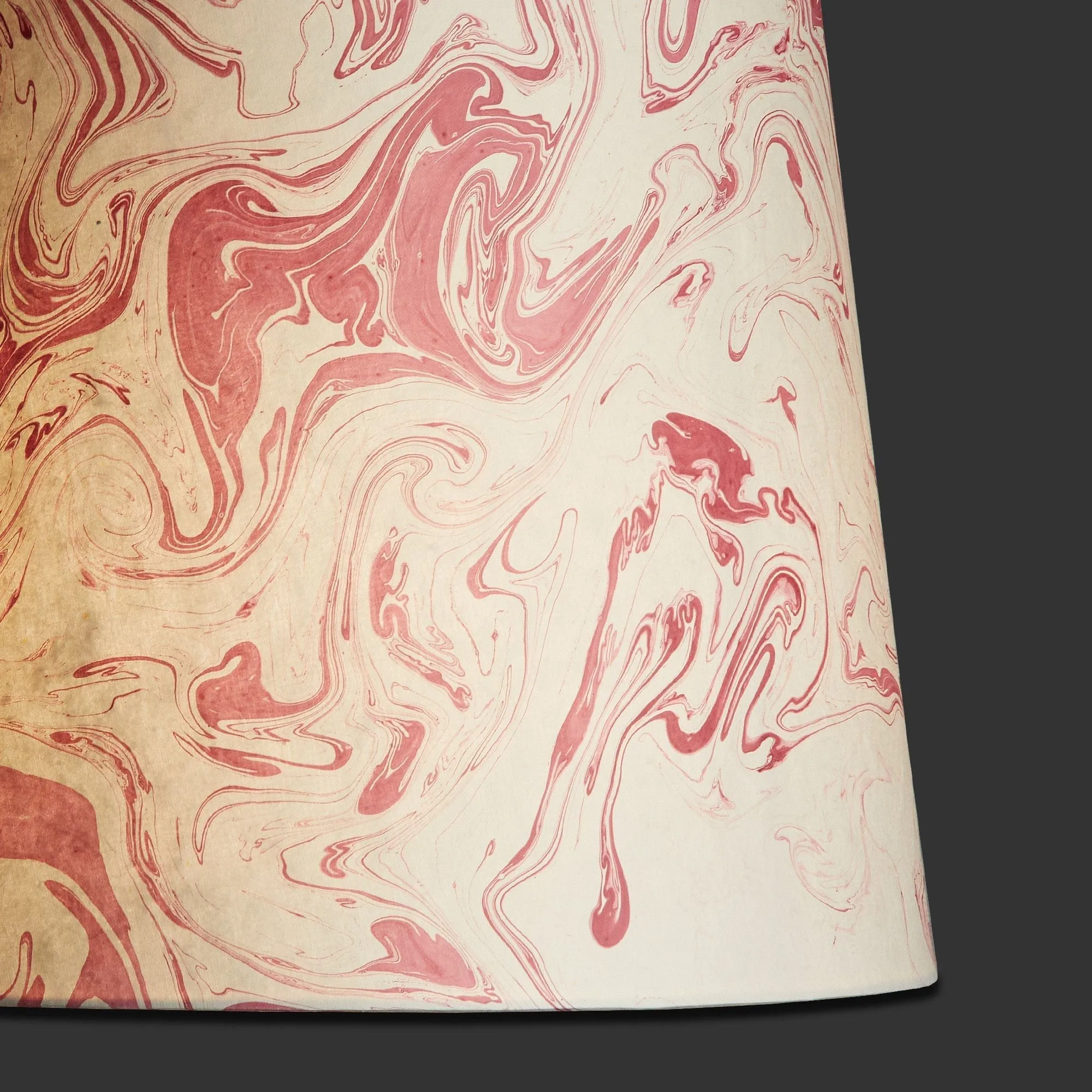 14cm tall tapered hand made marbled paper shade in red tanaro