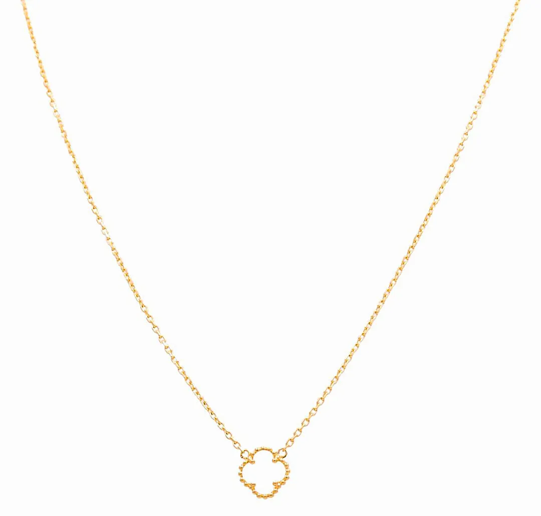 14K Yellow Gold Women's Necklace with One Mother of Pearl Clover / Size 18" 10mm / Weight 4.8 GR / BONK4CLV-10