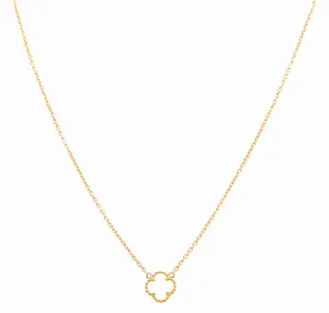 14K Yellow Gold Women's Necklace with One Mother of Pearl Clover / Size 18" 10mm / Weight 4.8 GR / BONK4CLV-10