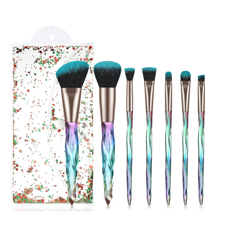 7 Pieces Crystal Handle Professional Make Up Brush Set