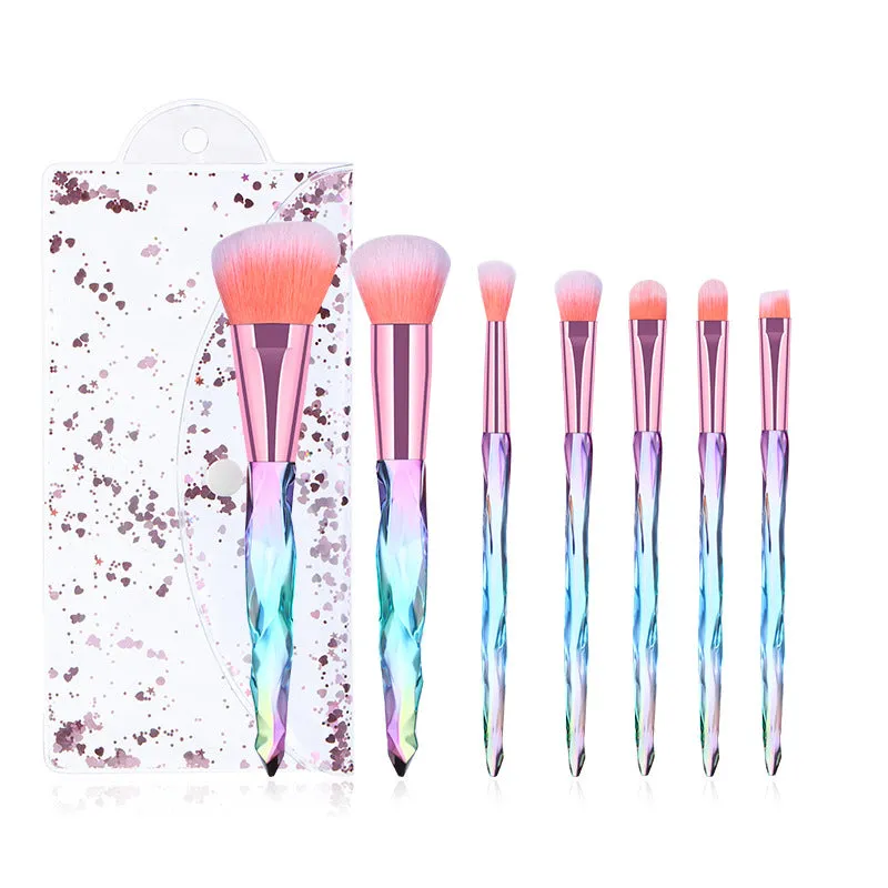 7 Pieces Crystal Handle Professional Make Up Brush Set