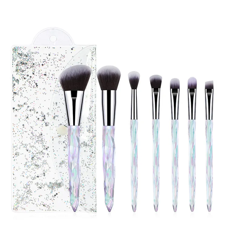 7 Pieces Crystal Handle Professional Make Up Brush Set
