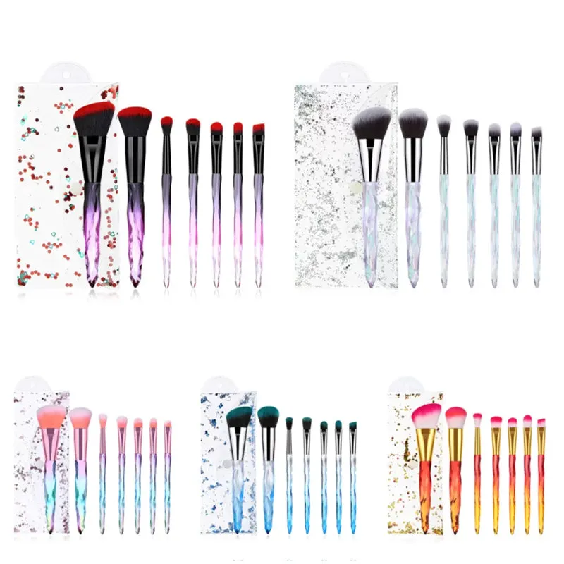7 Pieces Crystal Handle Professional Make Up Brush Set