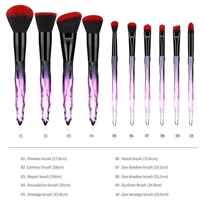 7 Pieces Crystal Handle Professional Make Up Brush Set