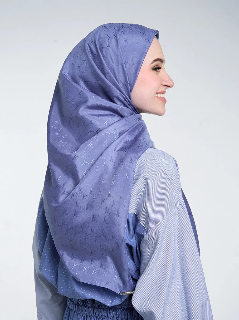 AIRY JACQUARD VOILE SCARF PLAIN BLUE