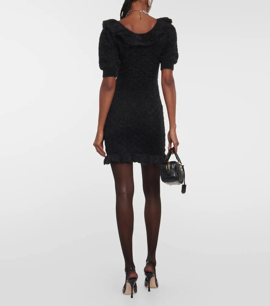 Alessandra Rich Embroidered mohair-blend minidress