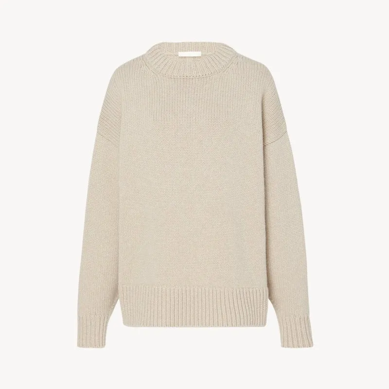 Amozae birkenstock clogs outfit fall Sweater Women's 2024 Winter New round Neck Thickened Design Lazy Style Outer Wear Pullover Sweater