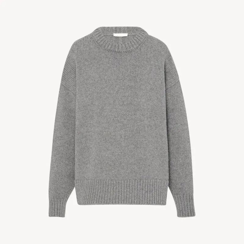 Amozae birkenstock clogs outfit fall Sweater Women's 2024 Winter New round Neck Thickened Design Lazy Style Outer Wear Pullover Sweater