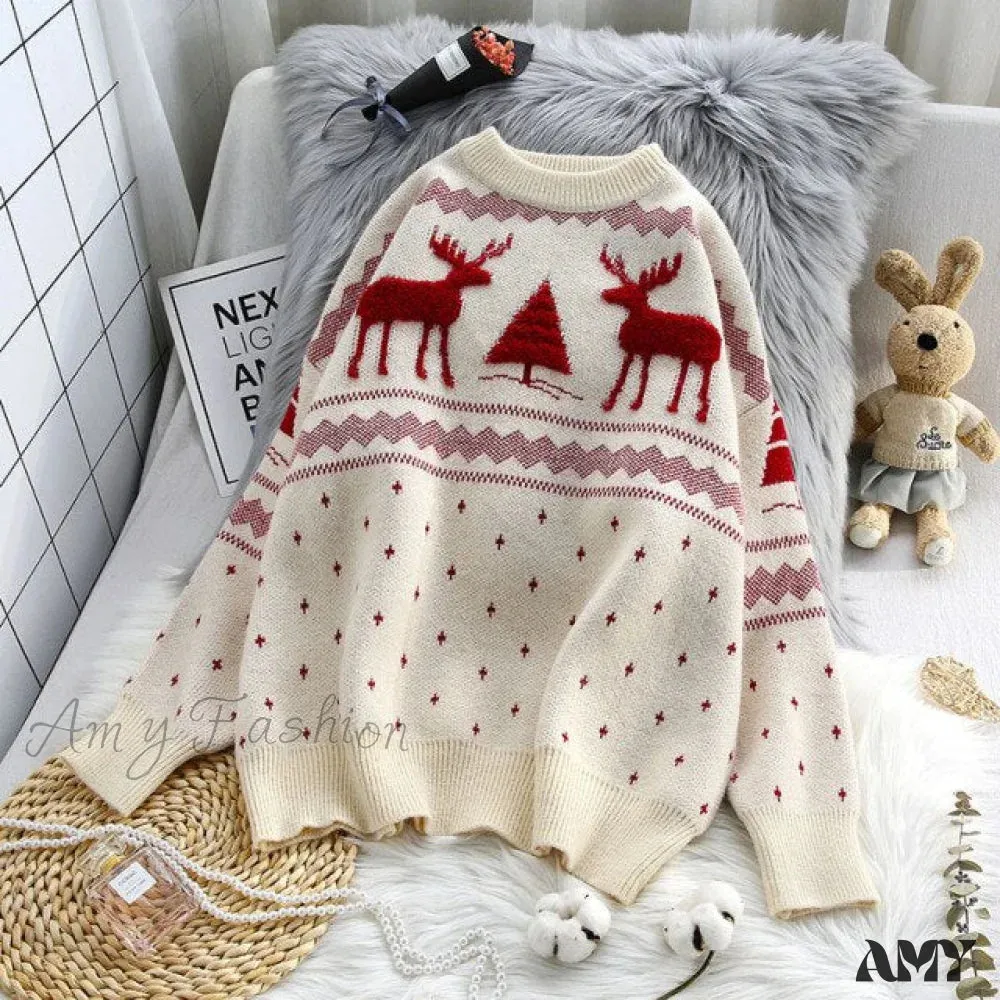 Amy Fashion - Female Loose Outwear Thickened Knitted Sweater