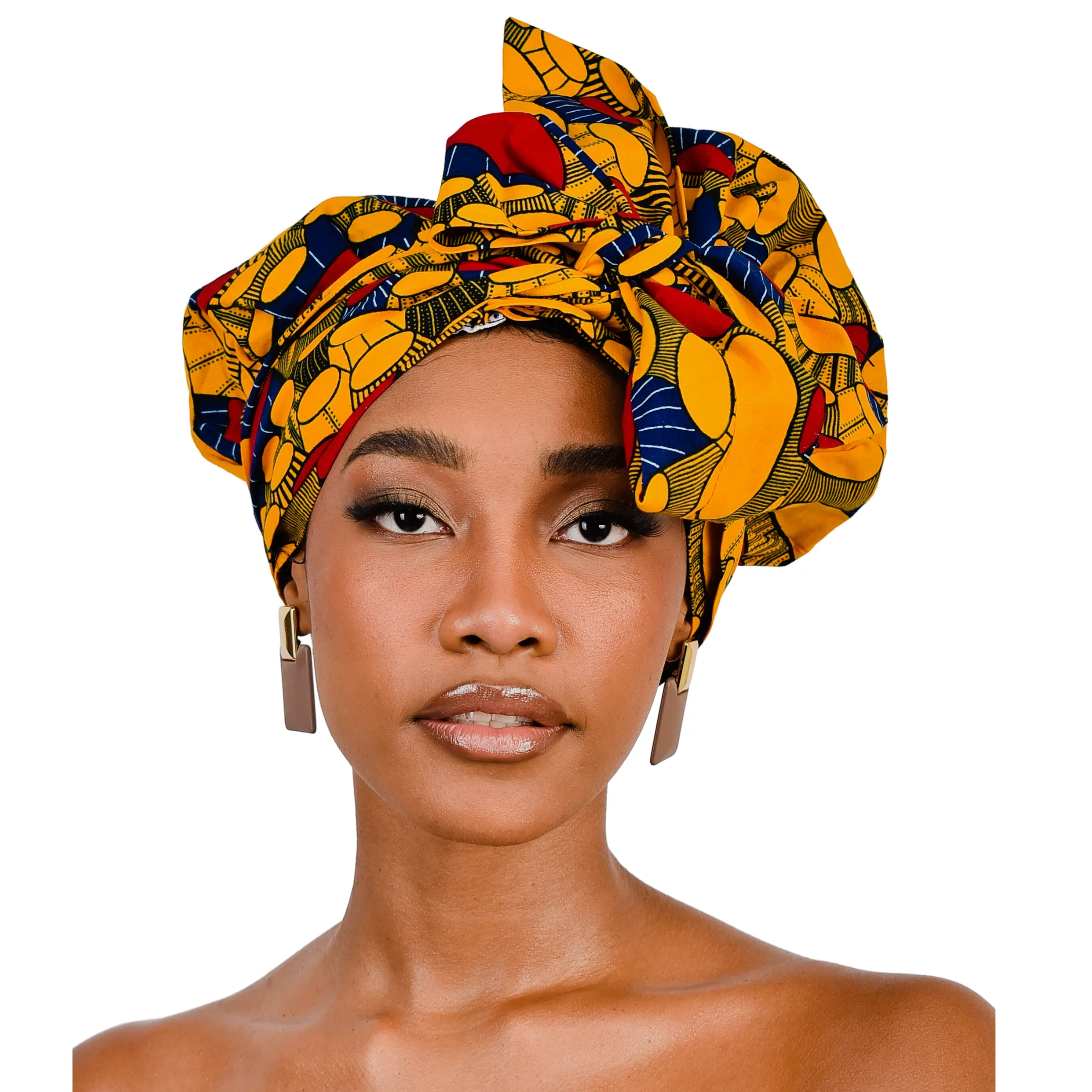 Ankara Silk Satin Bonnet Wrap/With Strap, Large