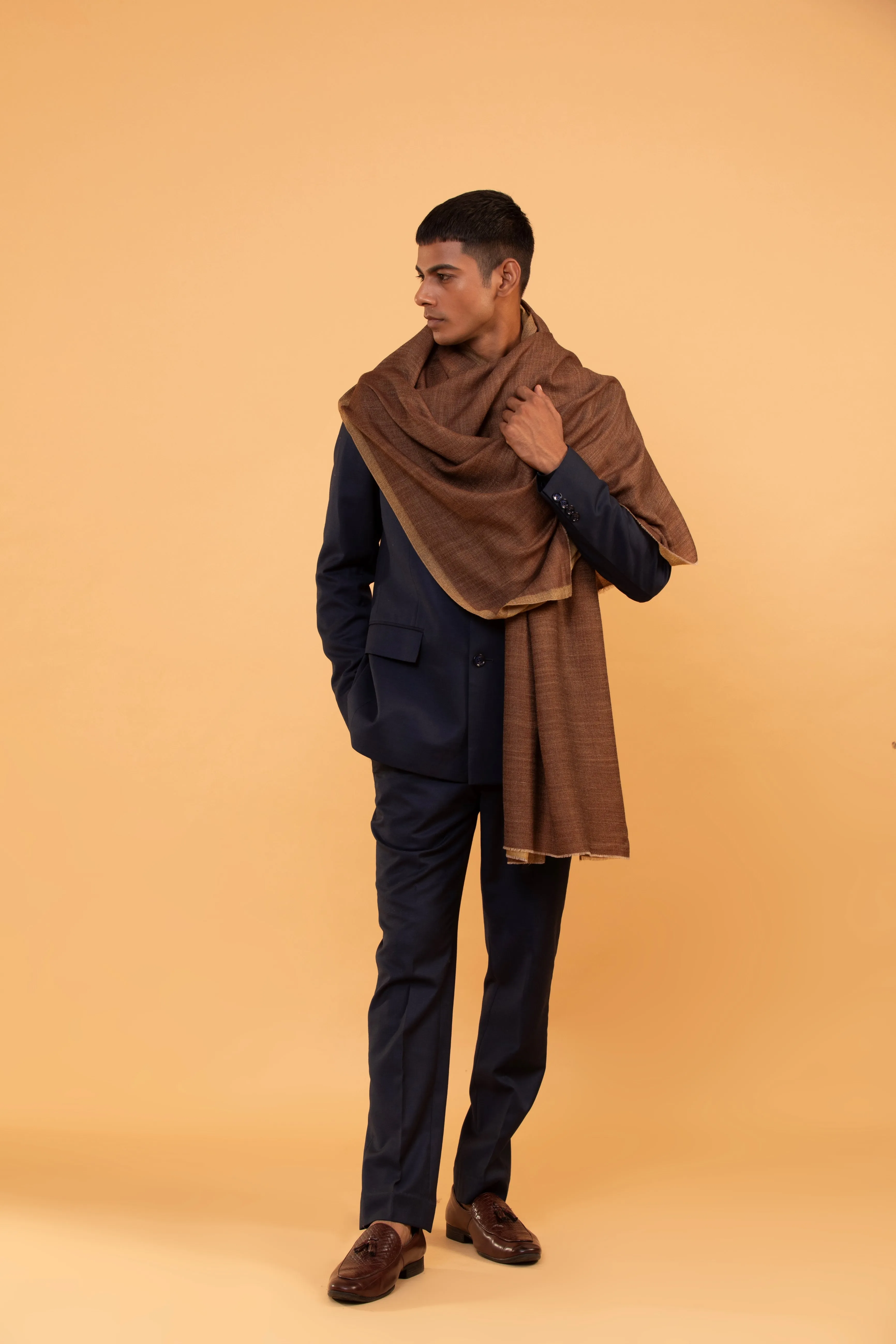 Brown Pure Wool Shawl for Men