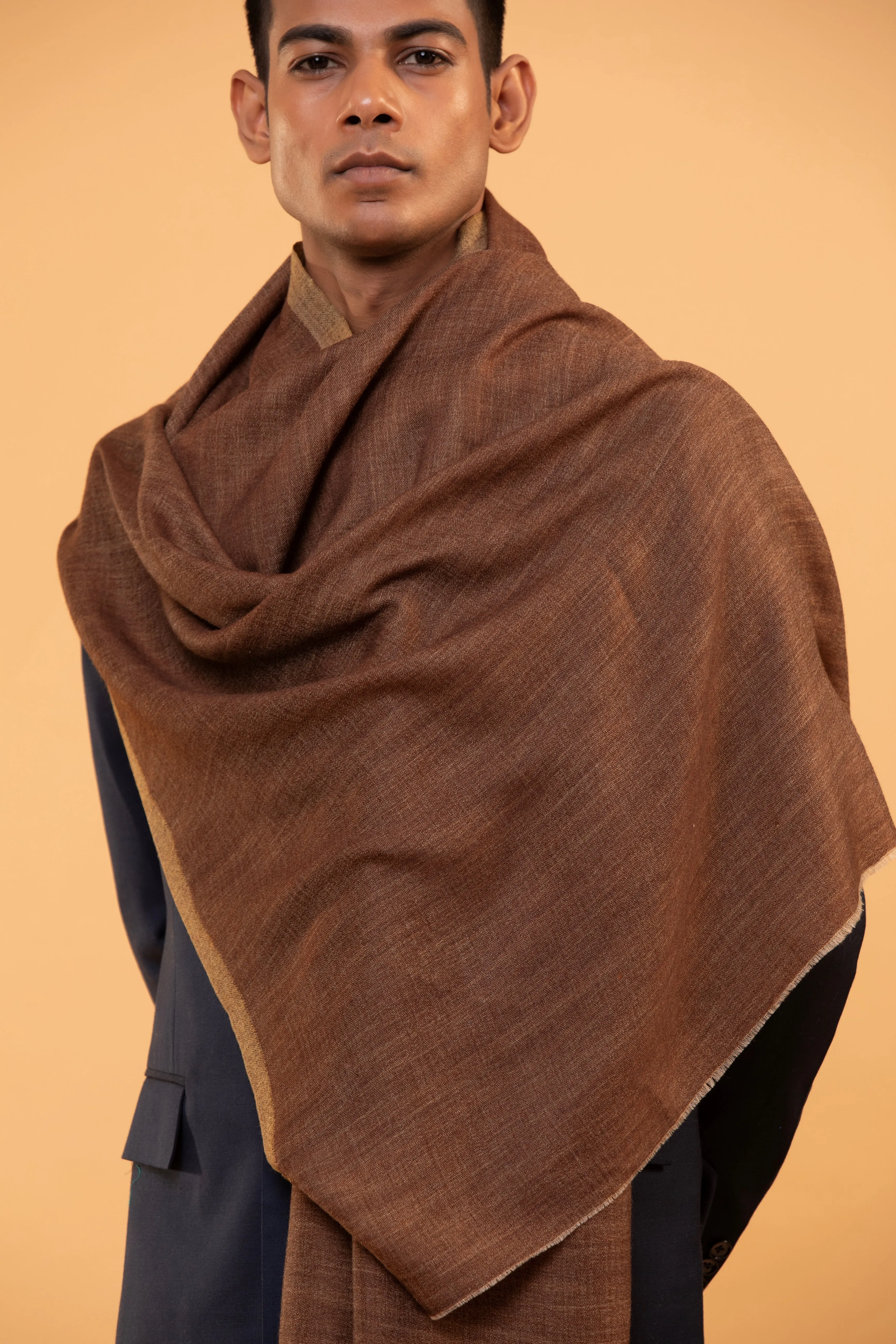 Brown Pure Wool Shawl for Men
