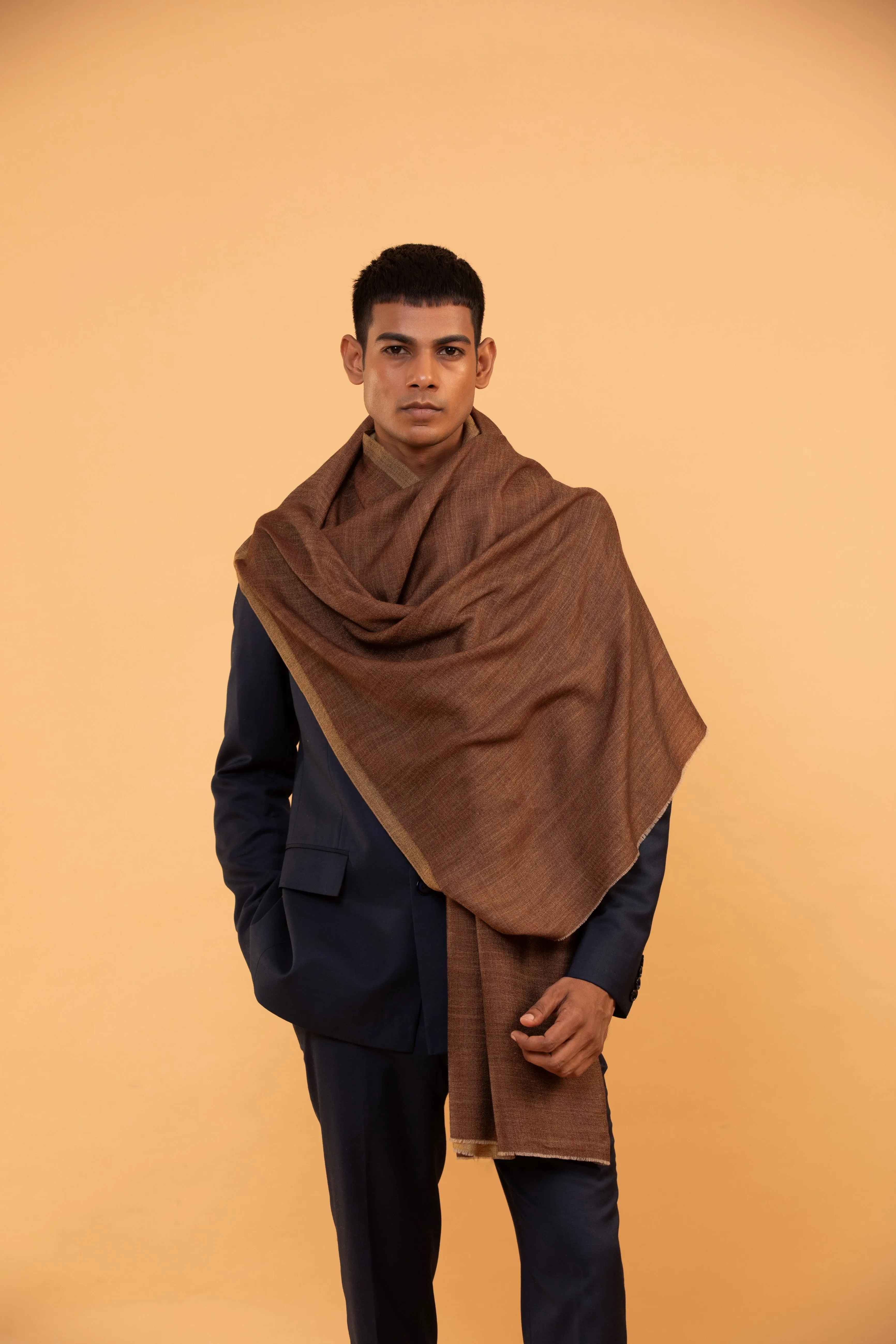 Brown Pure Wool Shawl for Men