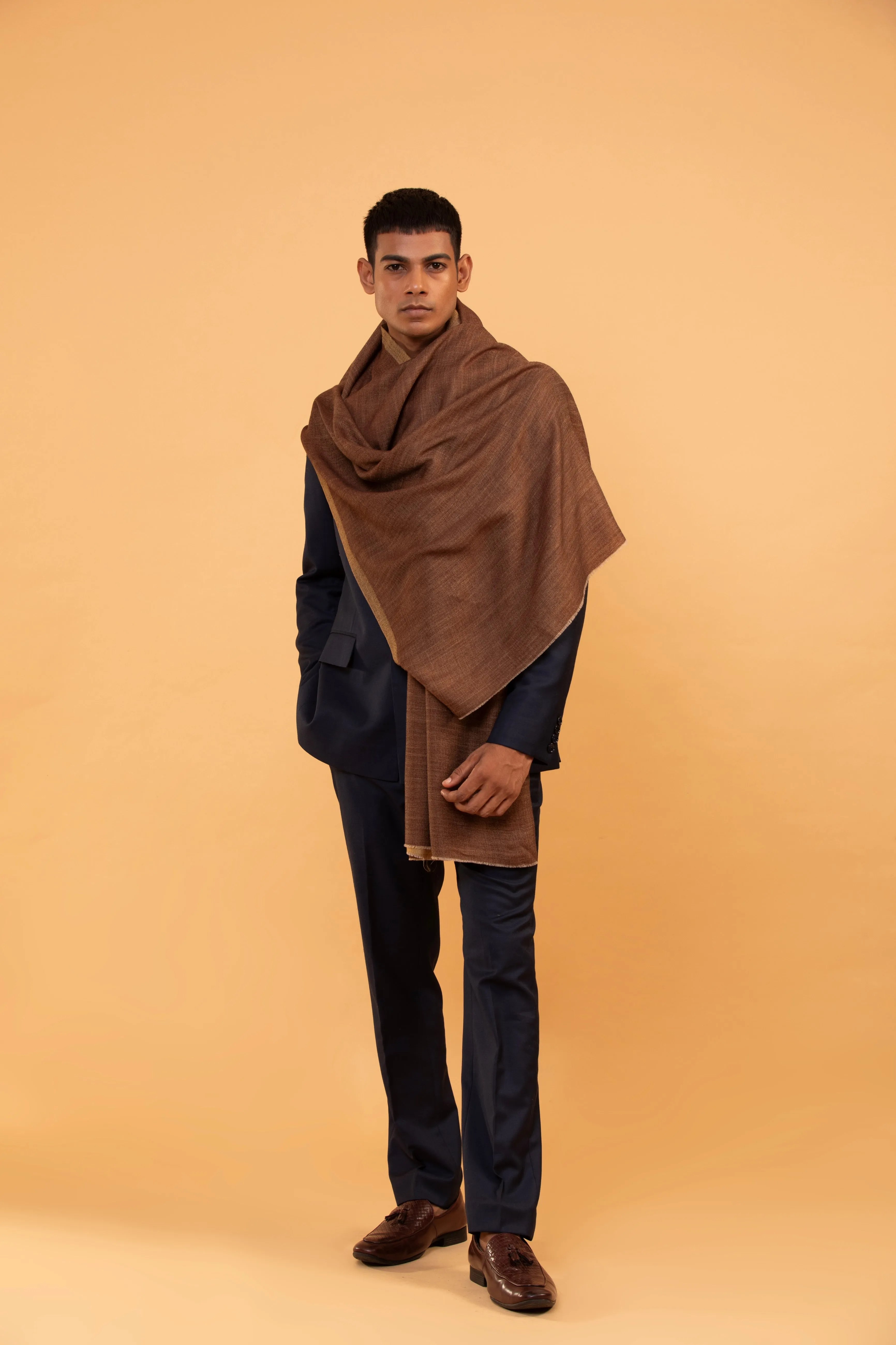 Brown Pure Wool Shawl for Men