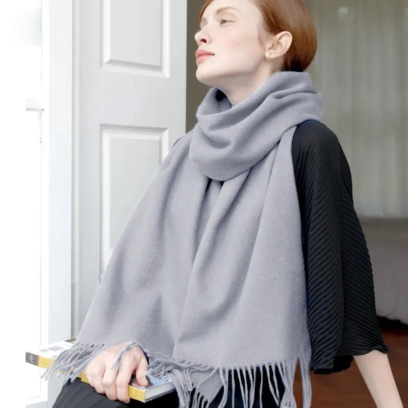 Cozy Wool Winter Wrap Scarf with Tassels