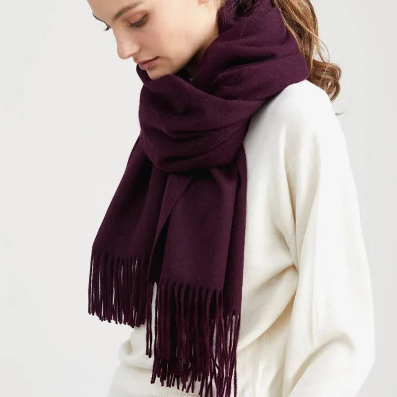 Cozy Wool Winter Wrap Scarf with Tassels