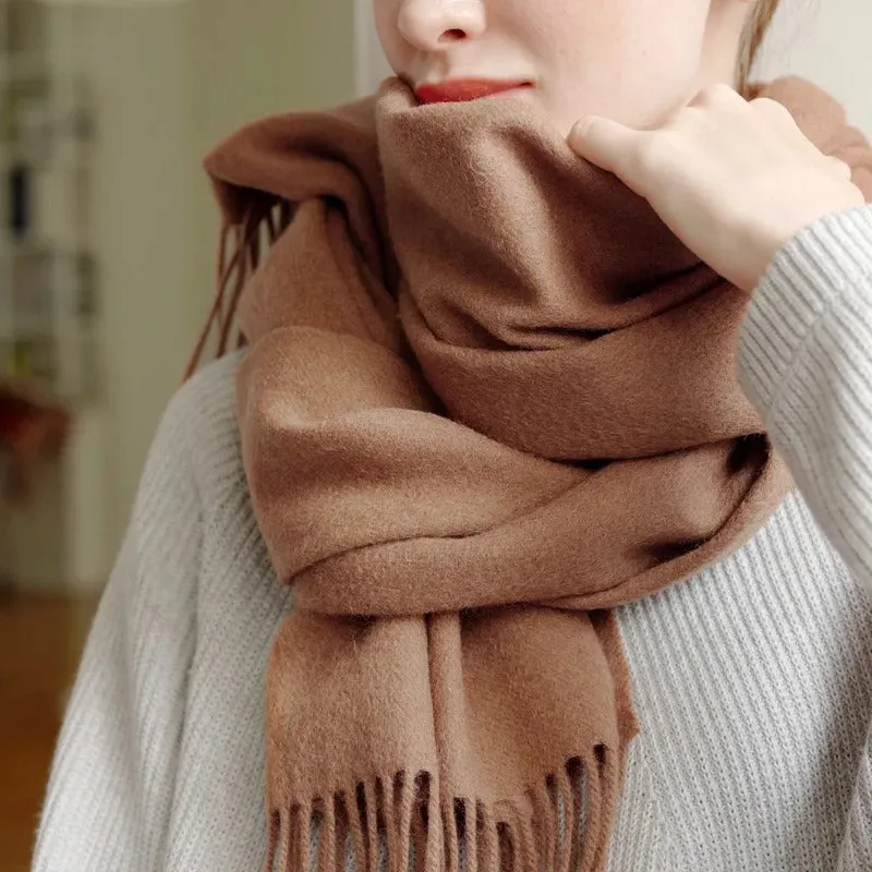 Cozy Wool Winter Wrap Scarf with Tassels