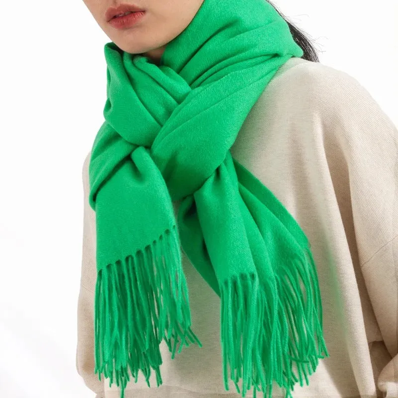 Cozy Wool Winter Wrap Scarf with Tassels