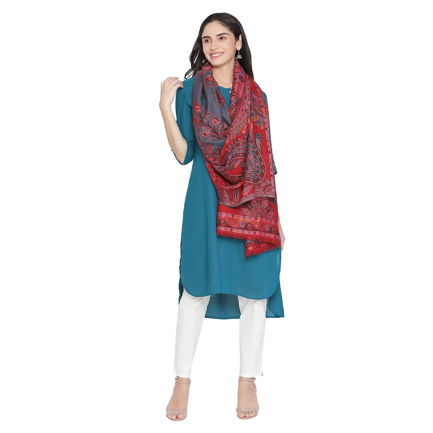 Daisy Wool & Metallic Jacquard Stole