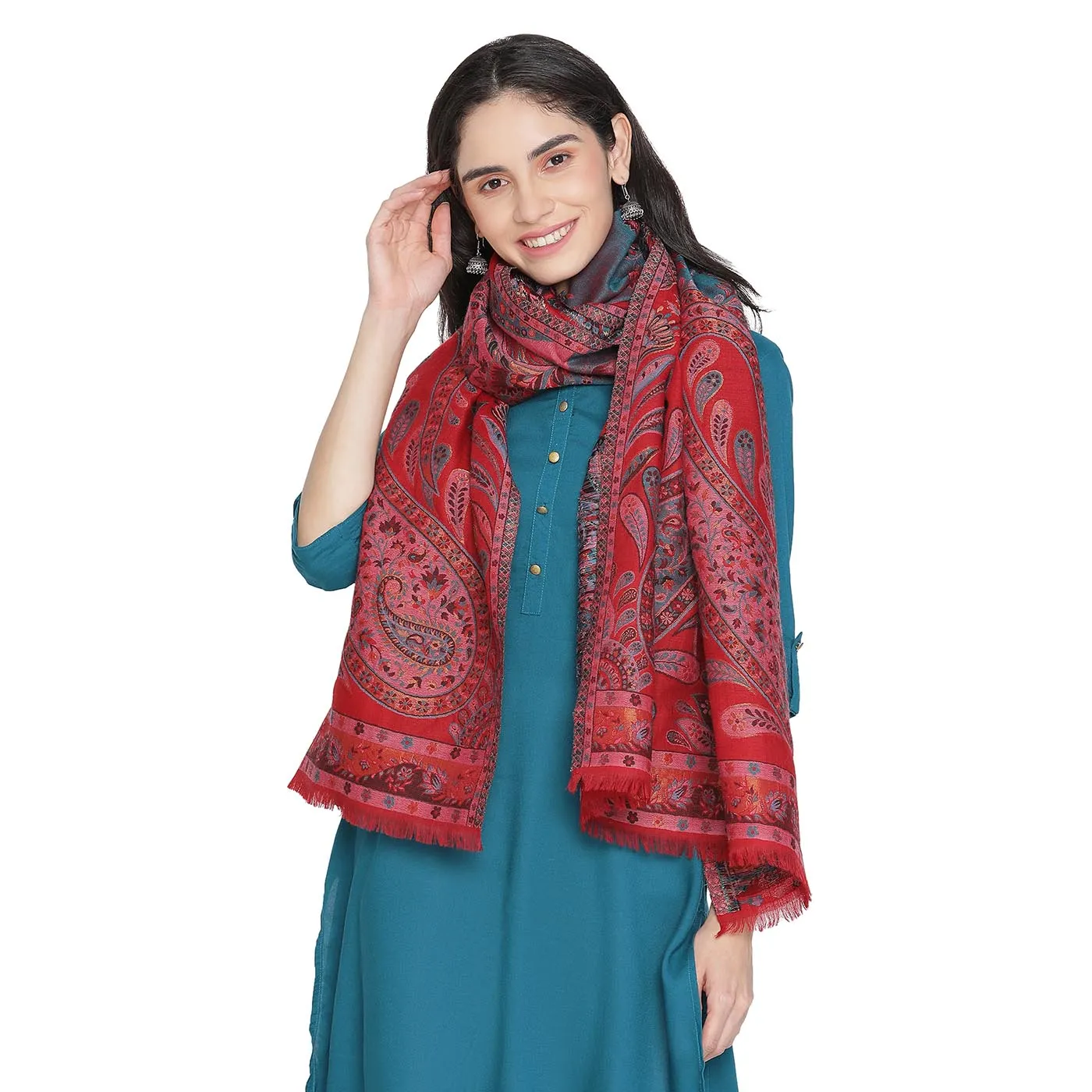 Daisy Wool & Metallic Jacquard Stole