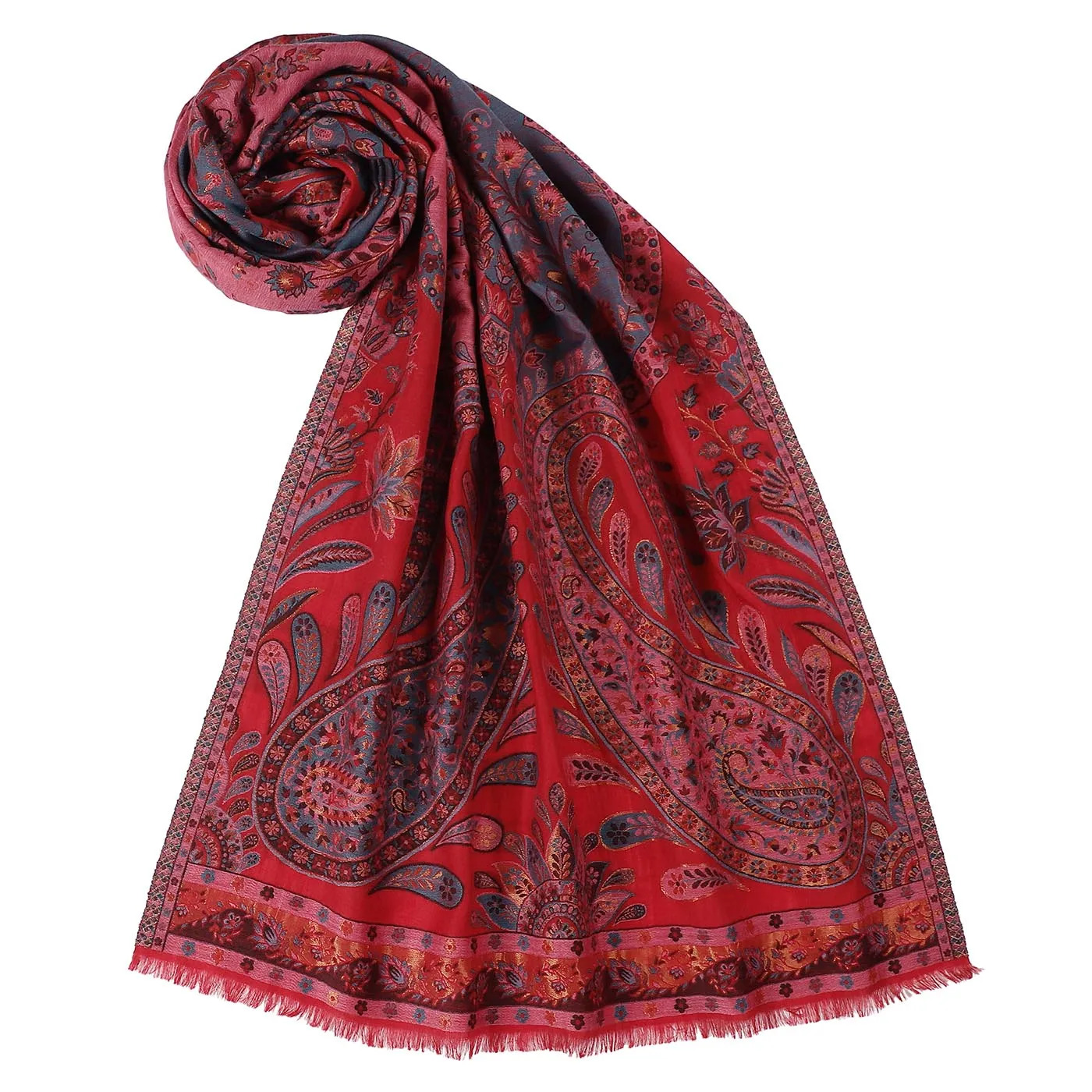 Daisy Wool & Metallic Jacquard Stole