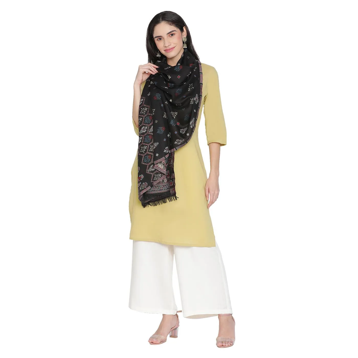 Fana Wool & Lurex Jacquard Stole