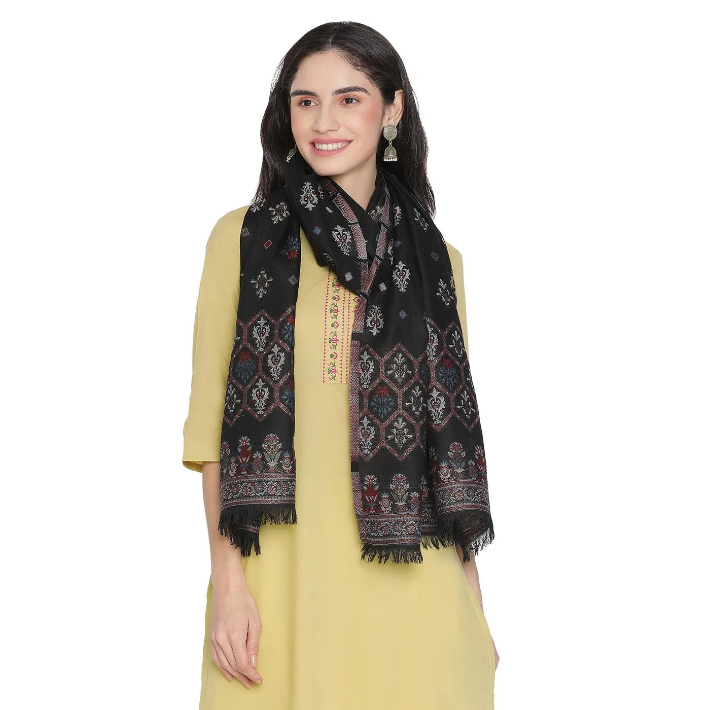 Fana Wool & Lurex Jacquard Stole
