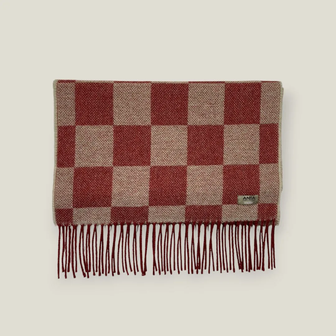 Garnet Merino Check Scarf