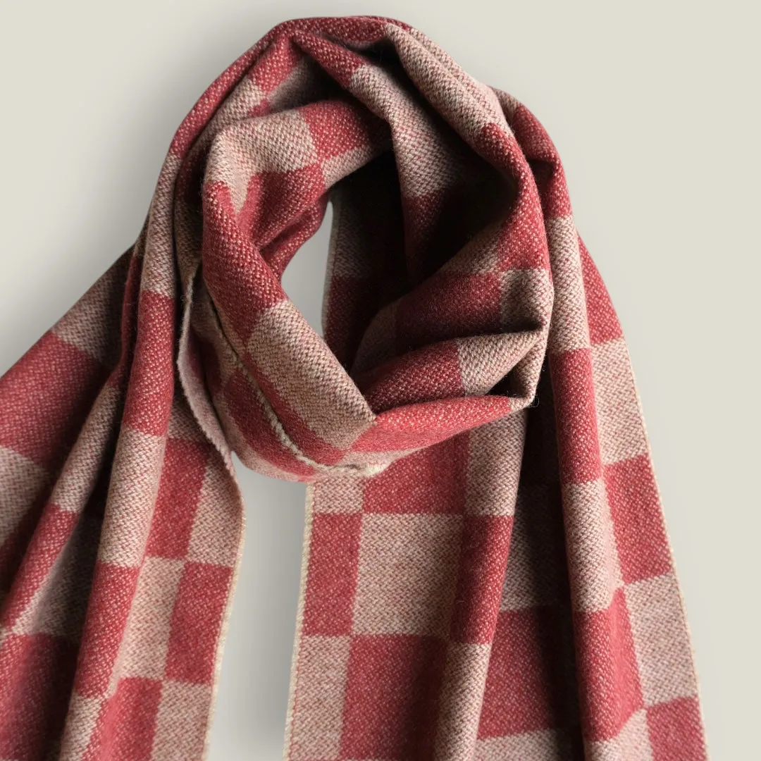 Garnet Merino Check Scarf