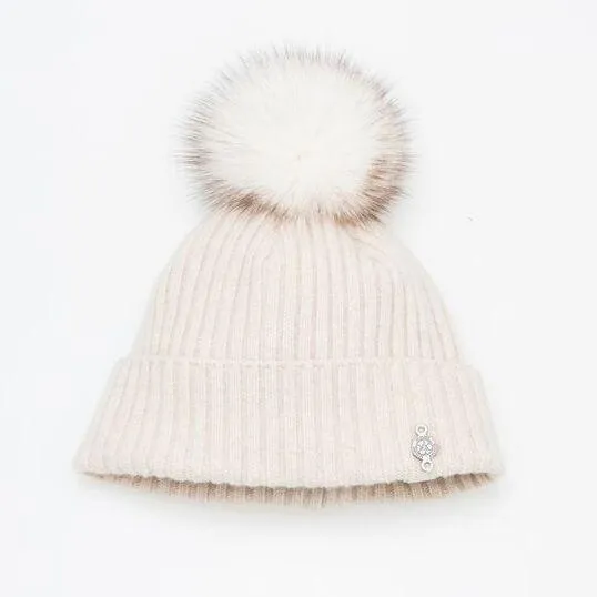 Harricana Recycled Cashmere Beanie w/ Fur Pompom 2023