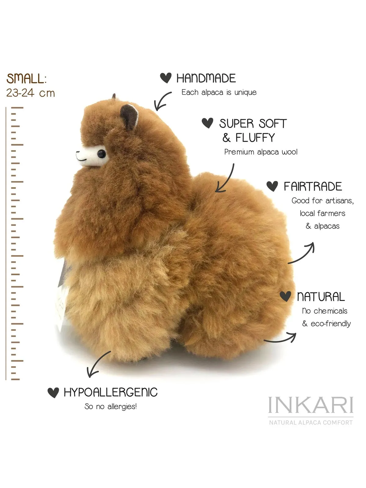 Inkari Alpaca soft toy-CARAMEL-Small 23cm