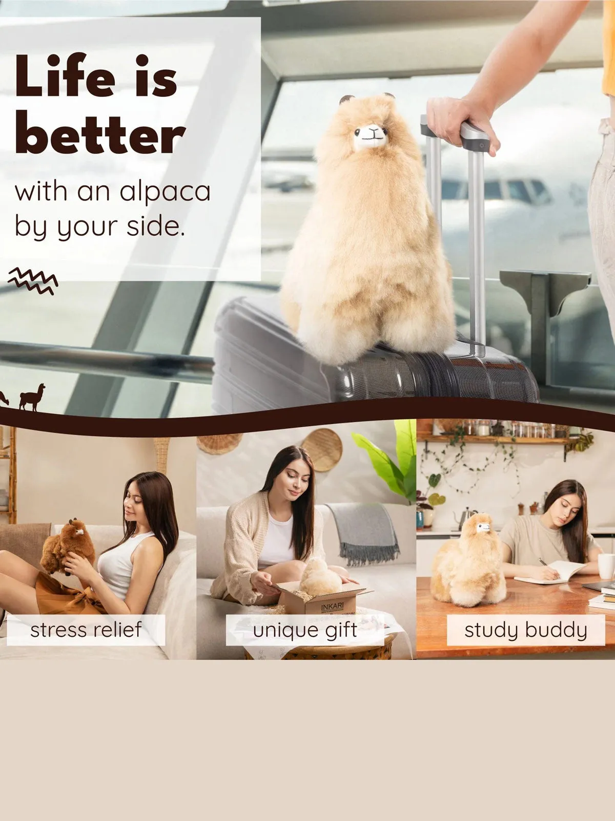 Inkari Alpaca soft toy-CARAMEL-Small 23cm