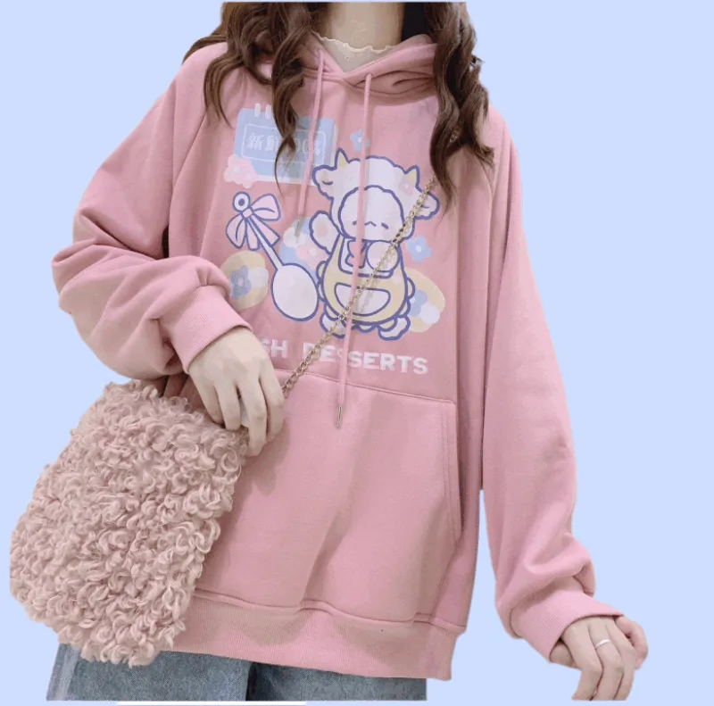 Kawaii Pink Cartoon Lamb Sweatshirt