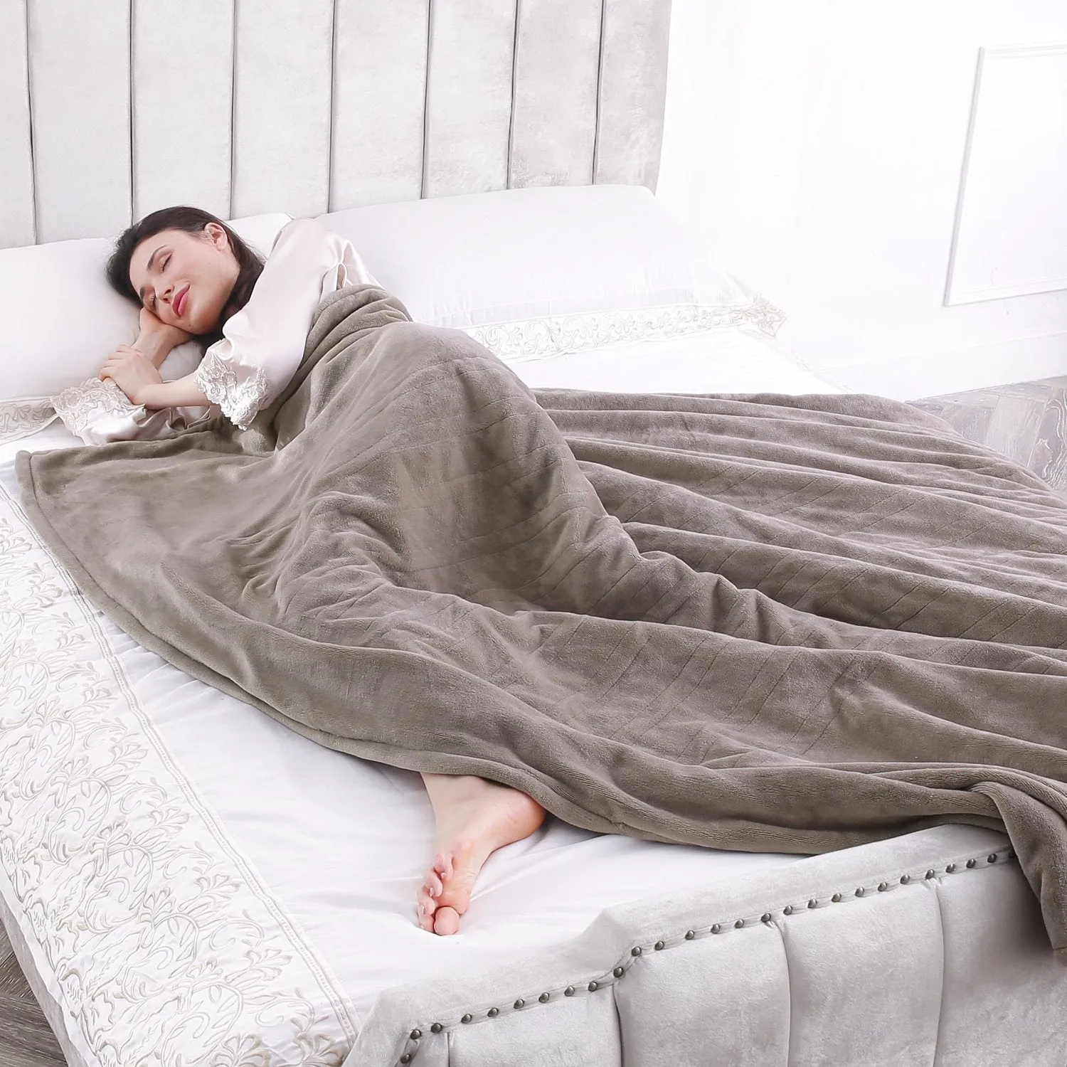 Maxkare Electric Blanket 72" x 84" Full Size  Flannel Heated Throw Blanket, ETL Certification Fast Heating with 4 Heating Levels & 10 Hours Auto Off, Machine Washable