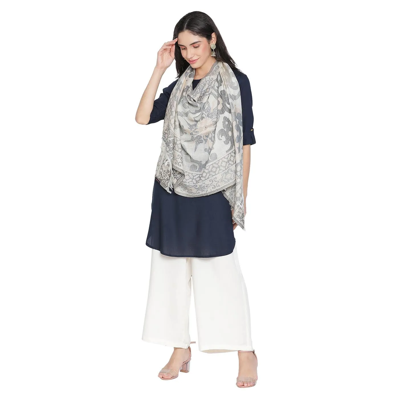 Merriam Wool & Lurex Jacquard Stole
