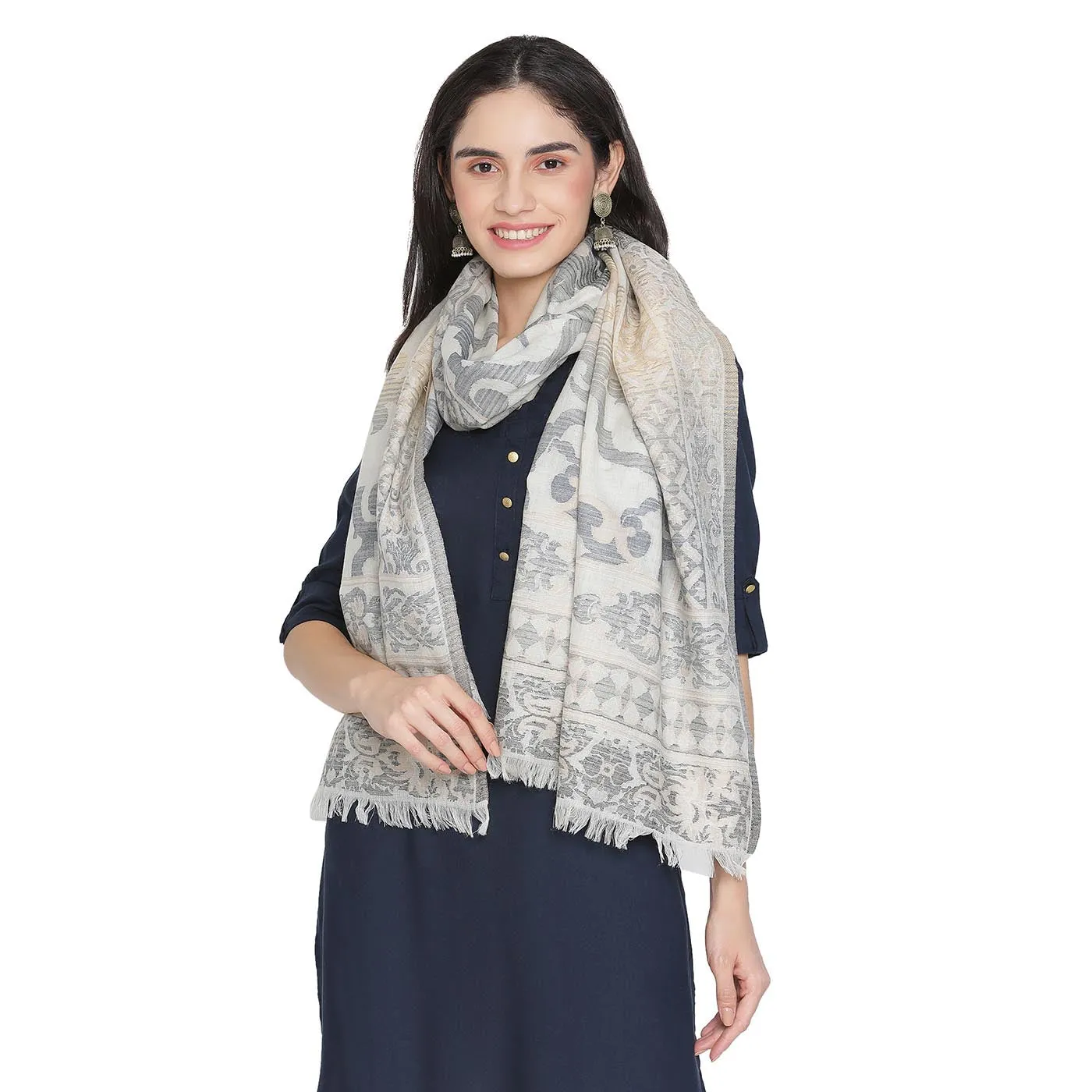 Merriam Wool & Lurex Jacquard Stole
