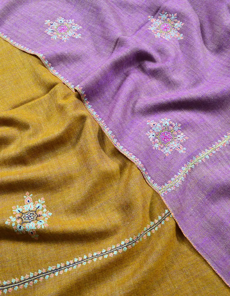 Mustard Yellow and Lavender Pashmina Shawl 7143