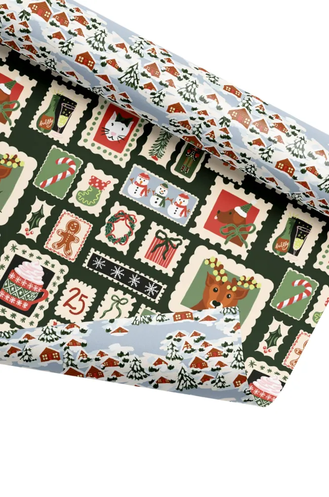 North Pole Post and Cozy Alpine Village Double Sided Gift Wrap