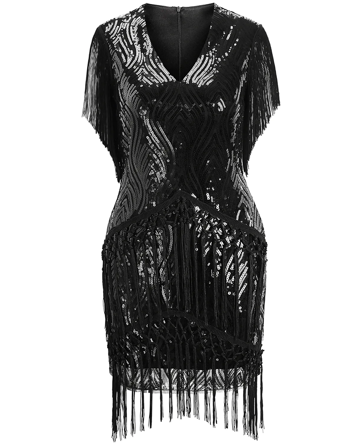 NWT Black mini beaded deco flapper dress ALL SIZES
