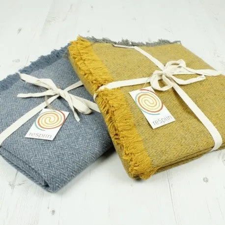 ReSpiin Saffron Zig Zag Wool Throw With Fringe