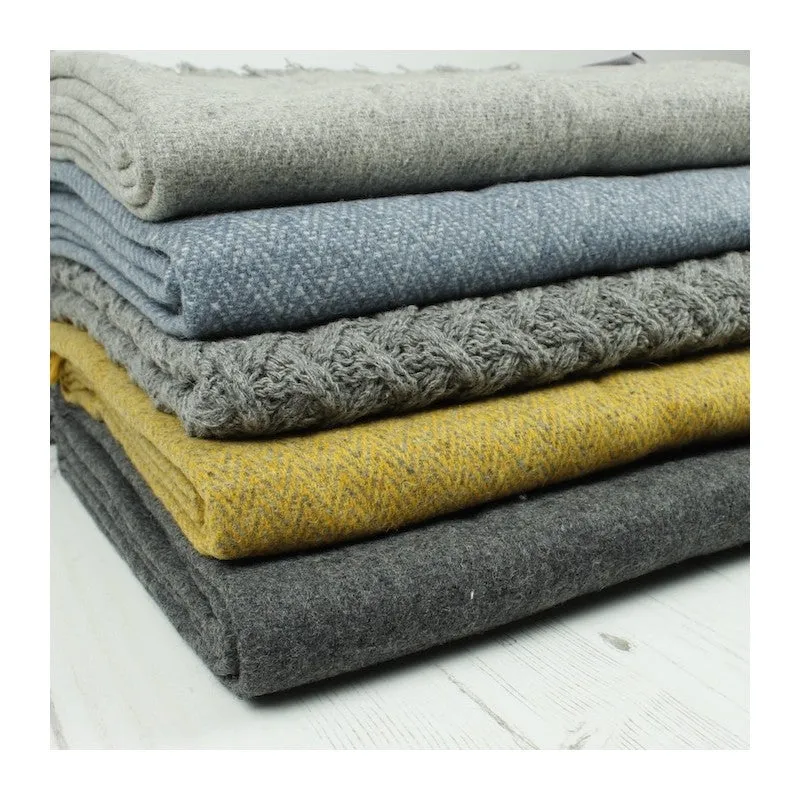 ReSpiin Saffron Zig Zag Wool Throw With Fringe