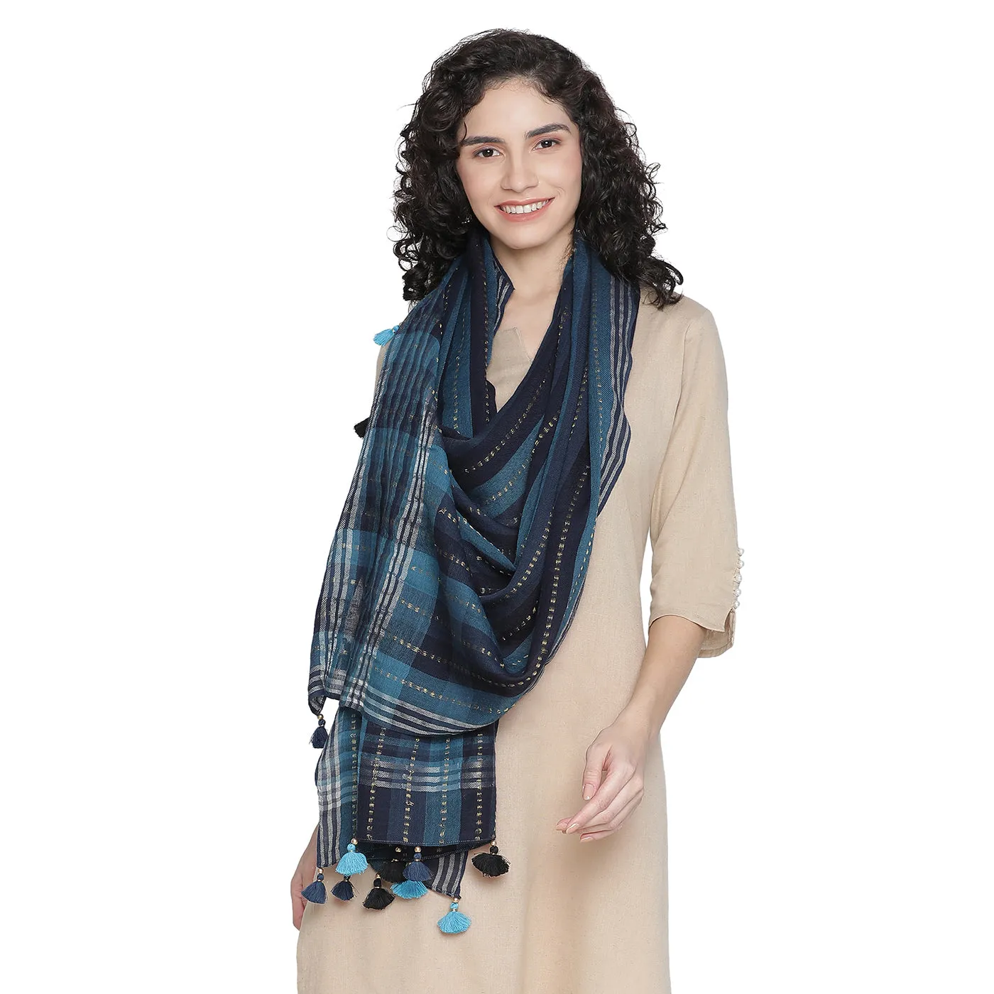 Thick Thin Stripes Wool & Lurex Dobby Stole
