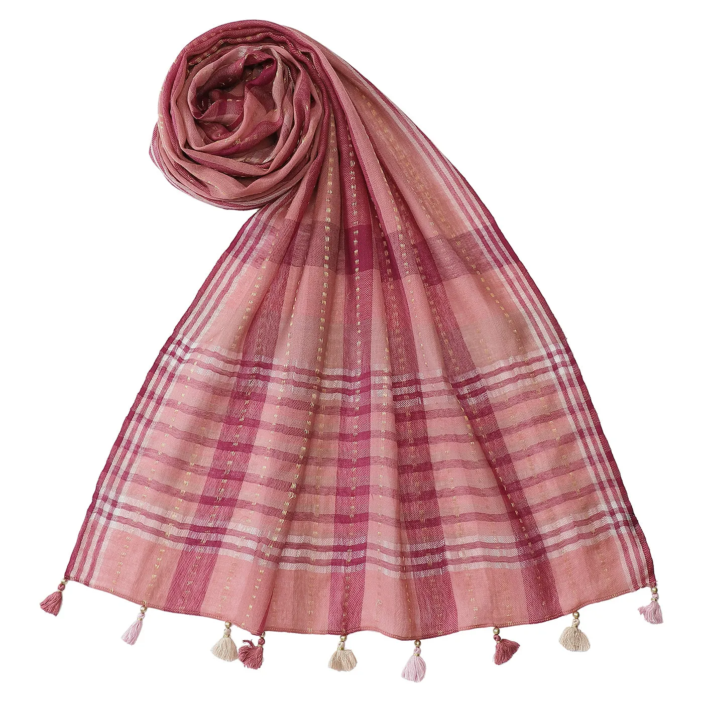 Thick Thin Stripes Wool & Lurex Dobby Stole