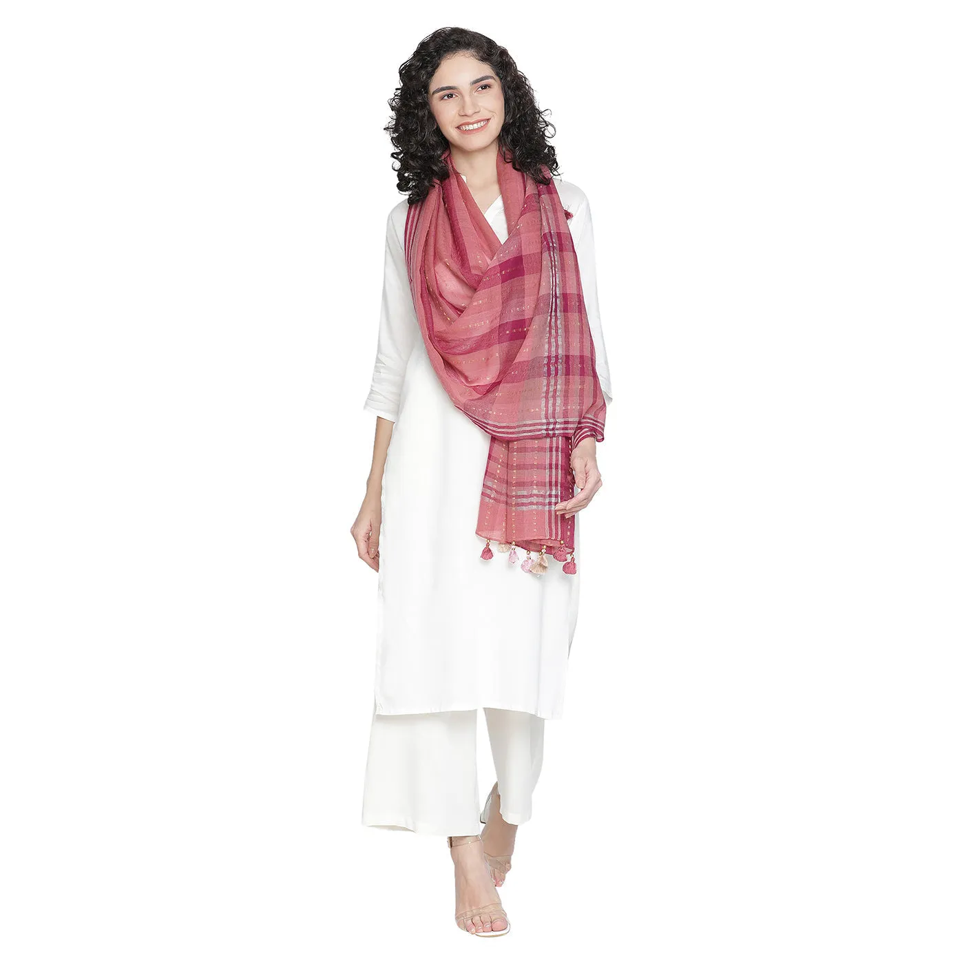 Thick Thin Stripes Wool & Lurex Dobby Stole