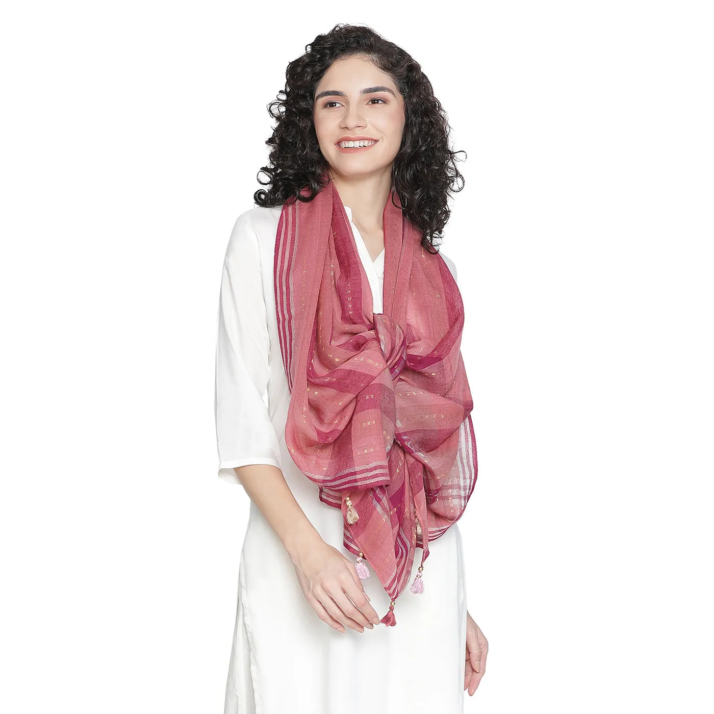 Thick Thin Stripes Wool & Lurex Dobby Stole