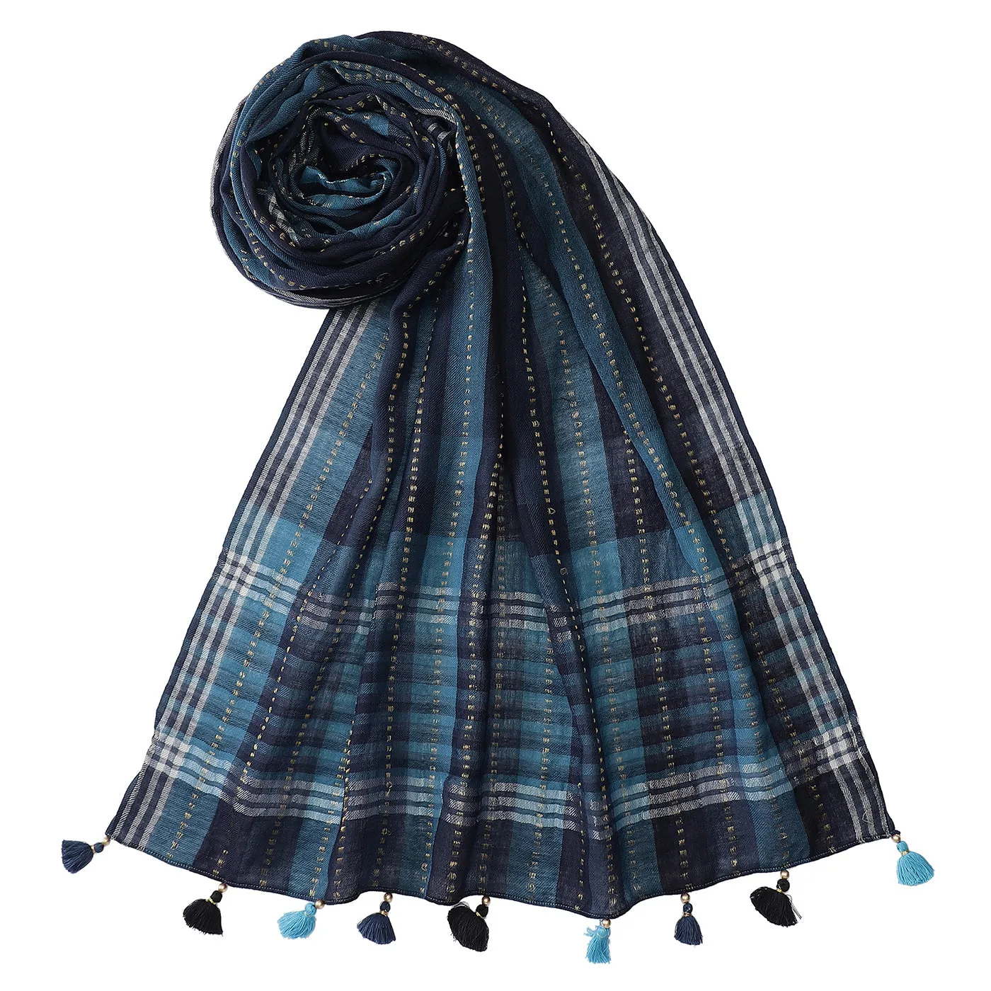 Thick Thin Stripes Wool & Lurex Dobby Stole