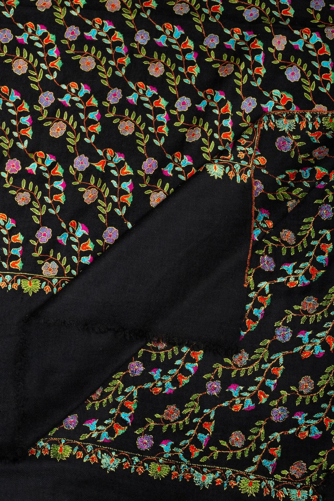 Whimsy Wonders Black Lehridar Jaali Pashmina Shawl