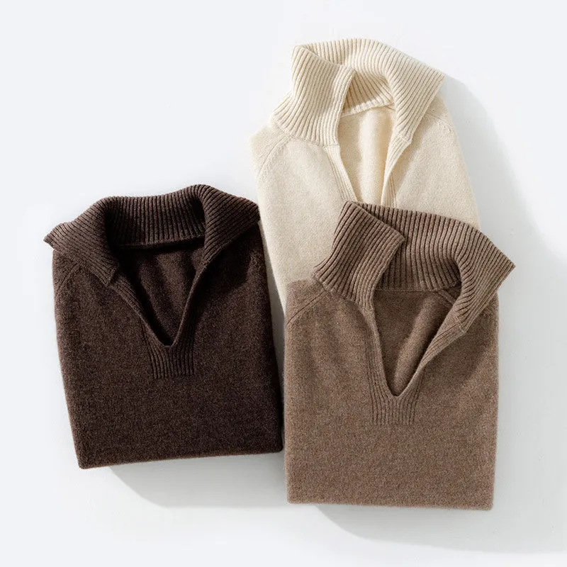 Women's Thickened Sweater Bottoming V-neck Pullover Loose Knitwear Cashmere Sweater